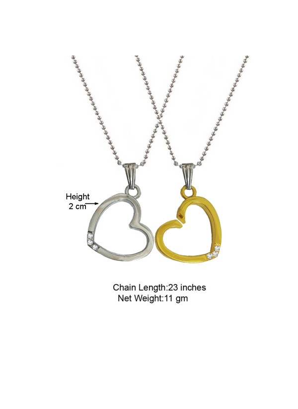 Two Pieces Couple Heart Shape Necklace by Menjewell 